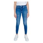 Blå Slitte Dames Jeans