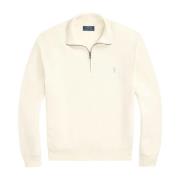 Mesh-Strikket Quarter-Zip Jumper Herbal Milk