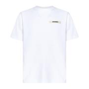 Hvit Logo Patch Crew Neck T-skjorte