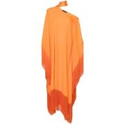 Oransje Kaftan Kjole med Cold-Shoulder Design