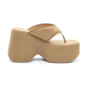 Beige Nappa skinn Flip-Flops