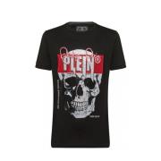 Skull Rhinestone Bomull T-skjorte