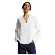 Flytende V-hals Crepe Bluse