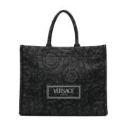 Svart Barocco Jacquard Tote Bag