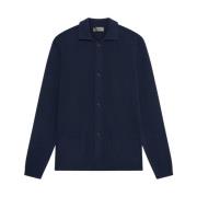 Navy Cardigan med Lommer og Krage