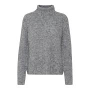 Rollneck Strikket Genser Iron Grey Melange