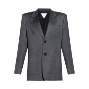 Grå Ull Herringbone Blazer