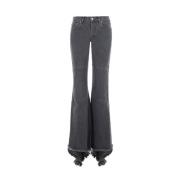 Flare Denim Jeans med Asymmetrisk Hem