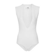 Dyp V-hals Lycra Jersey Bodysuit