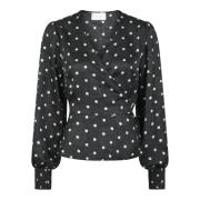 Retro Dot Bluse - Svart