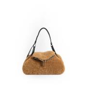 Shearling Latte Sølv Hardware Skulderveske