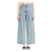 Blåvasket Wide Leg Denim Jeans