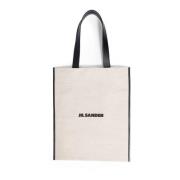 Kanvas totebag med skinnkant