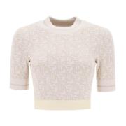 Monogram Lurex Strikket Crop Top