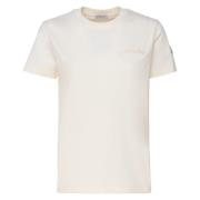 Hvit Bomull Jersey Crew Neck T-skjorte