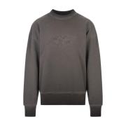 Grå Crew-Neck Sweatshirt med Brodert Logo