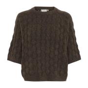 Brun Melange Strikket Pullover Genser