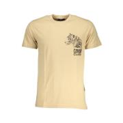 Beige Bomull Logo Print T-skjorte