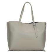 Kvinner Beige Shopper Bag laget med Premium Italiensk Lær Er00115089