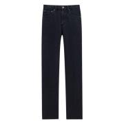 Sorte Straight Leg Jeans med Sentral Fold