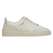 Kvinner Beige Lave Top Sneakers laget av Ekte Italiensk Lær og Velur E...