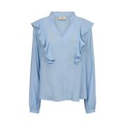 Chambray Blue Ruffle Blouse