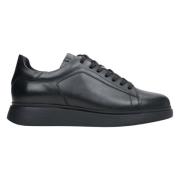 Herre Svarte Lave Top Sneakers laget av Ekte Lær Er00113795