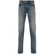 Blå Stonewashed Skinny Cut Denim Jeans