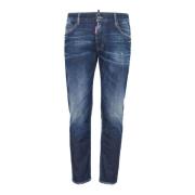 Blå Faded Skinny Jeans