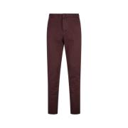 Burgundy Straight-Leg Elastisk Midje Bukser