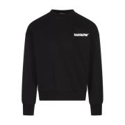 Sort Crew Neck Sweatshirt med Smile