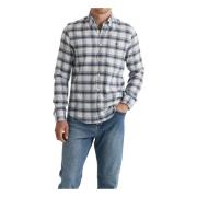 Blå Soft Check Flannel Slim Fit Skjorte