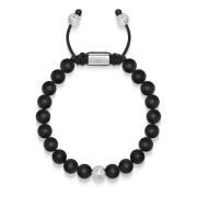 Mens Beaded Bracelet with Onyx and Sterling Silver Beads