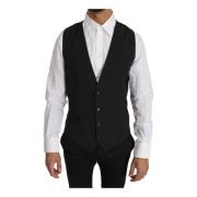 Grå Ull Formell Slim Fit Vest