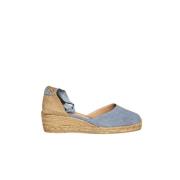 Blå Canvas Kile Espadrilles Sandaler