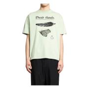 Pale Green Twin Peaks Print T-Shirt