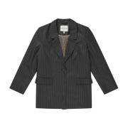 Pinstripe Blazer med Lommeklaffer