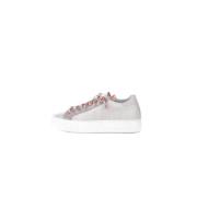 Rosa Skinn Sneakers med Glitterdetaljer