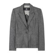 Slim Fit Wool Flannel Jersey Blazer