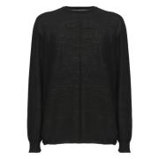 Svart Ull Crewneck Genser Oversize