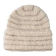 Myk Alpakka Blanding Beanie - Brun Krem Stripe