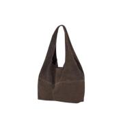 Brun Semsket Shopper Veske