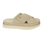 Beige Semsket Cross Slide Sandal