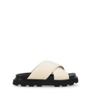 Hvit skinn Crossband sandal