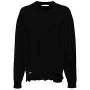 Sort Rib Crewneck Genser