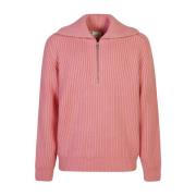 Rosa V-hals Strikket Genser Sweatshirt Aw24