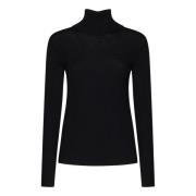 Sort Ribbestrikket Turtleneck Genser