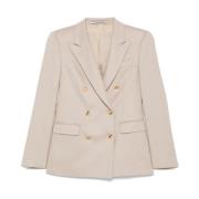 Beige Ullblanding Blazer Jakke