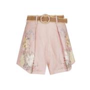 Blomstret Rosa & Lilla Lin Shorts