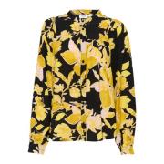 Sort Brente Blomster Bluse